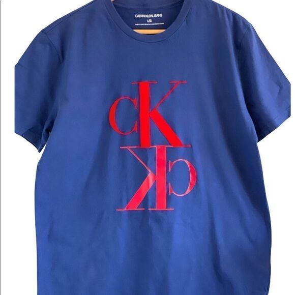 Calvin Klein Men’s Navy and Red Logo T-Shirt - Size L - Picture 2 of 6